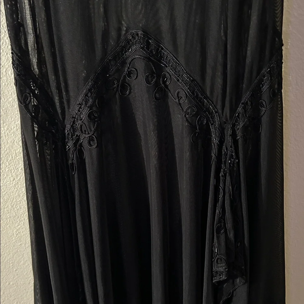Elegant Black Sheer Dress with Lace Detail - Picture 12 of 16
